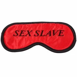 Discount 👍 Bondara&Sex Sex Slave Red Satin Embroidered Eye Mask 🔔